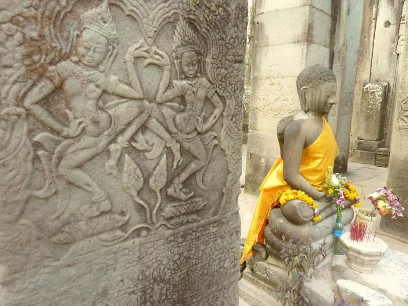 17 Apasaras and Buddha Image at Bayon, Angkor, Cambodia
