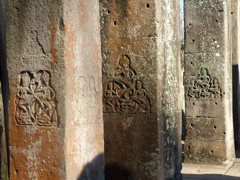 18 Apsaras on Columns at Bayon, Angkor, Cambodia